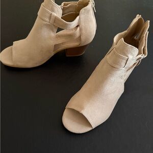 Women's Beige Open-Toe Ankle Booties